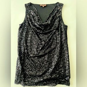 Adrienne Vitadini size L sleeveless sequin draped neckline top. Never worn